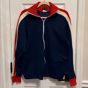 Veneto Vintage 70s Red White and Blue Track Jacket Sz L